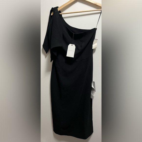 NWT Dress The Population Tiffany One-Shoulder Midi Dress Black Size Medium - Picture 3 of 16